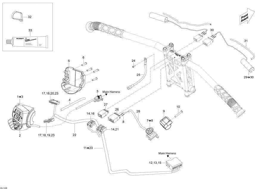 Snowmobile Lynx  - Steering Wiring Harness,  Wi  