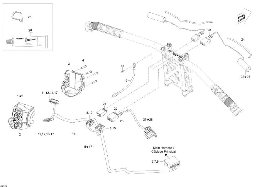 Snow mobile lynx  - Steering Wiring Harness