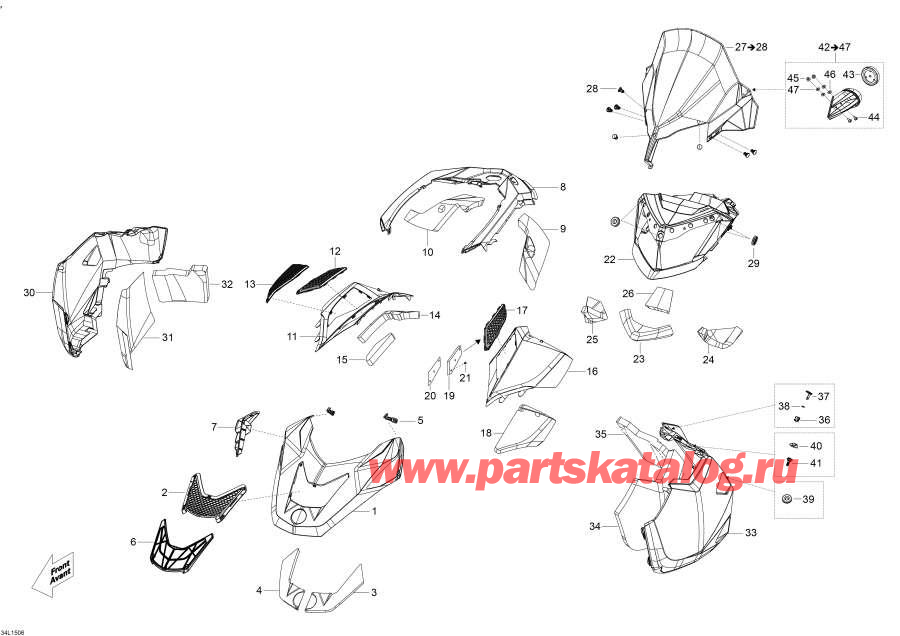 Snowmobile Lynx  - Hood And Windshield / Hood   