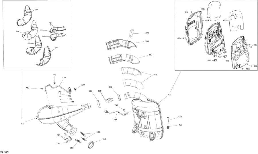 Snowmobiles Lynx  -  Boondocker  850 E-tec / Exhaust Boondocker Engine 850 E-tec