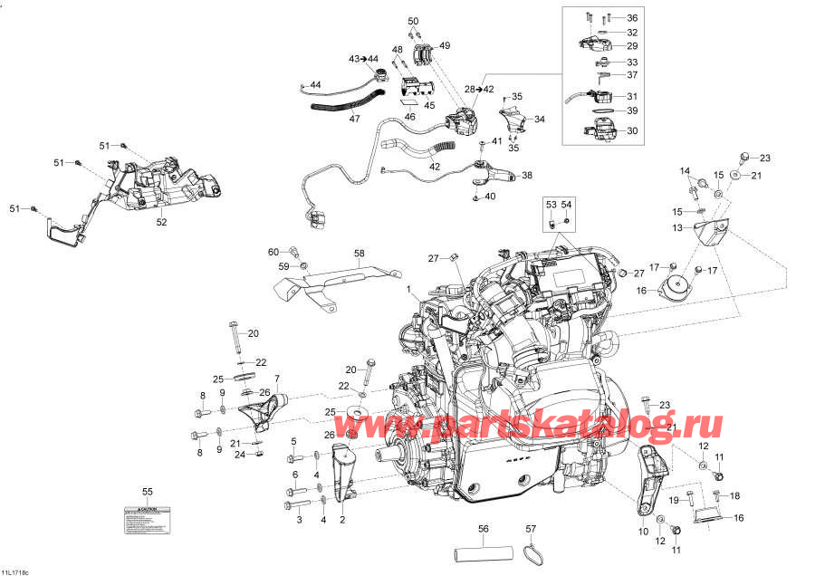 Snowmobiles Lynx  - ��������� � ��������� S����port 1200 4-tec - Engine And Engine Support 1200 4-tec
