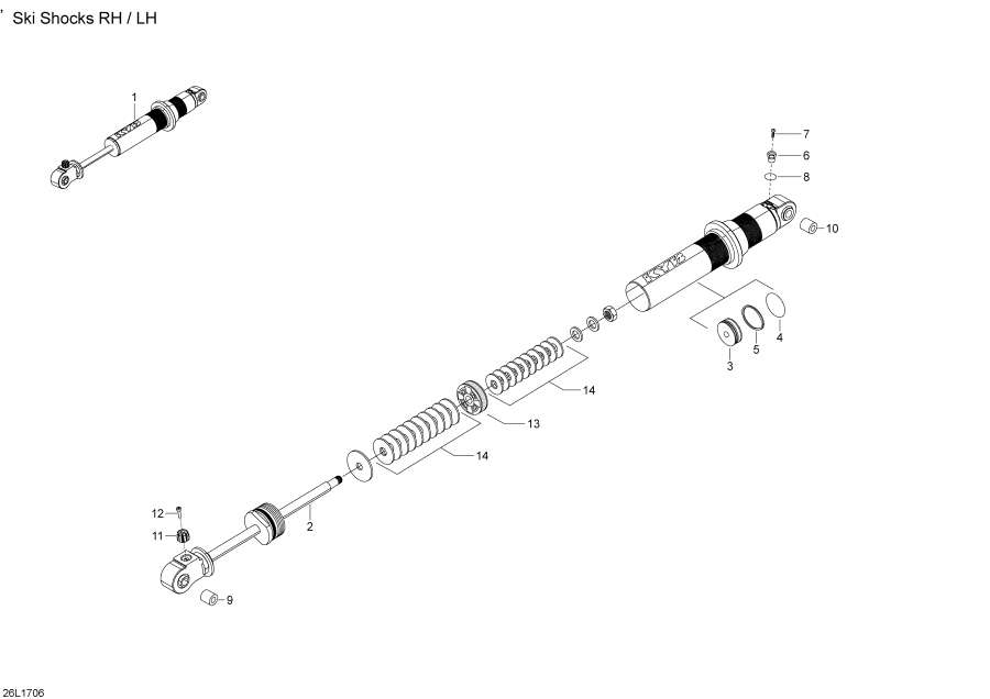 Snowmobile   - Take Apart Shock, Front - Take Apart Shock, Front